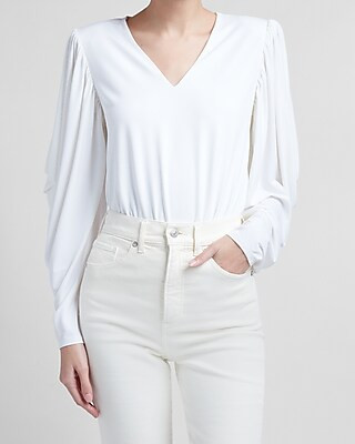 Draped Sleeve Thong Bodysuit | Express