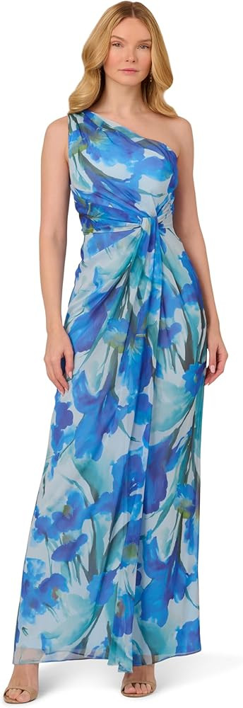 Adrianna Papell Women's Print Chiffon Long Dress | Amazon (US)