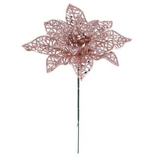 Rose Gold Glitter Lace Poinsettia Pick by Ashland® | Michaels Stores