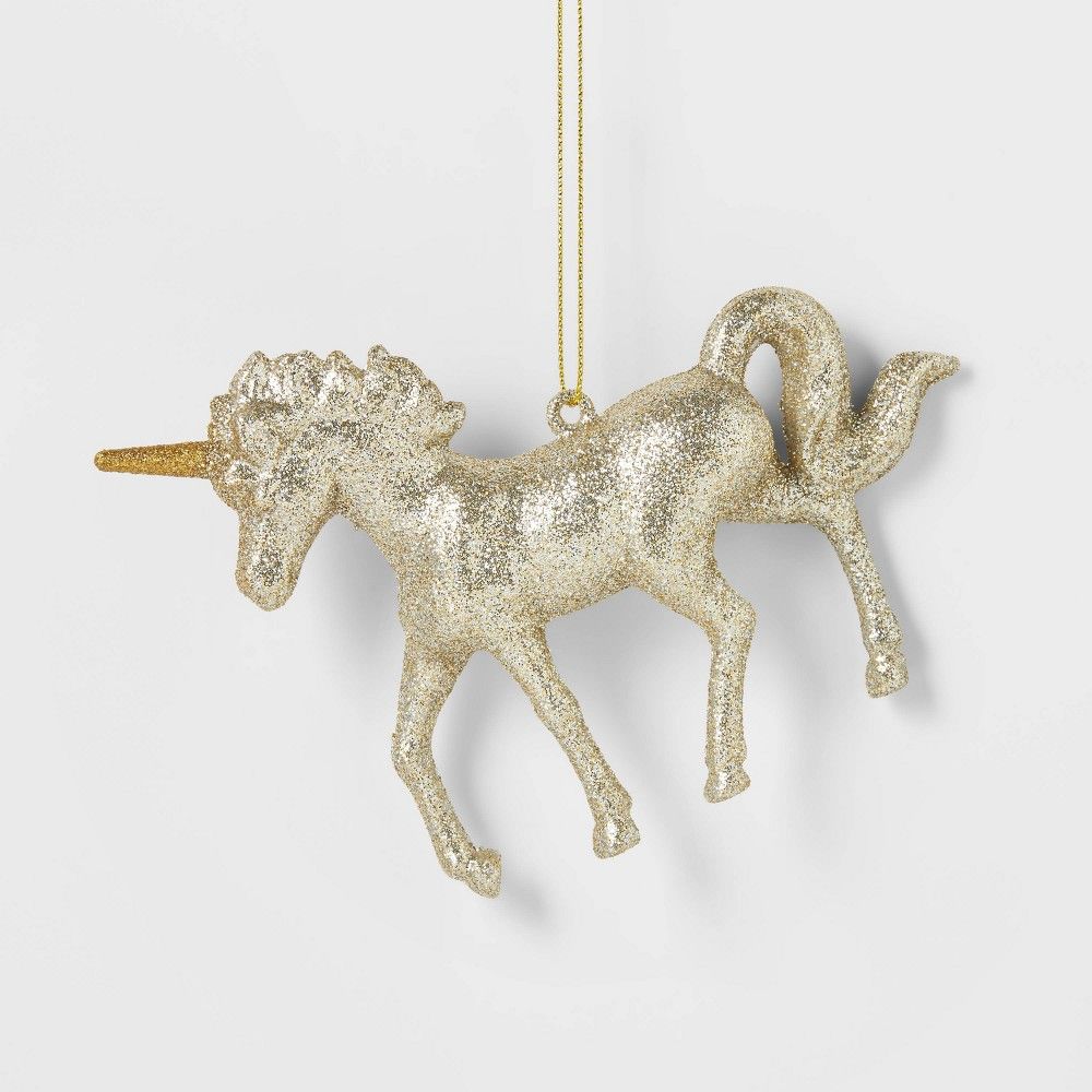 Glitter Unicorn Christmas Tree Ornament Champagne - Wondershop | Target