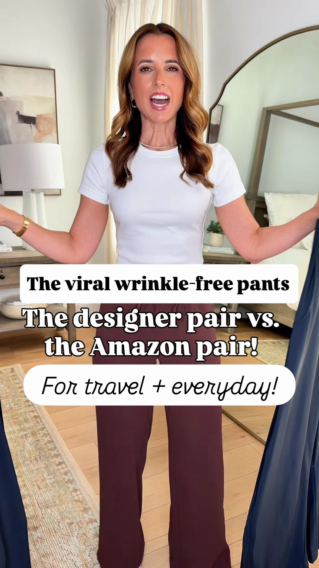 Ruti on the loose pants vs. Amazon pair! Use code Welcome45 on Ruti pants! Travel pants. Travel outfit. Everyday outfit. Elevated casual outfit. Barrel leg pants. Ribbed white t-shirt in XXS. Airport outfit. Mom outfit. Summer outfit. Fall outfit.

*The Ruti are 100% worth the splurge if in your budget! Wrinkle free fabric that comes in petite, standard, and long. I prefer standard length in these and I am 5’3. These have an effortless drapery and tailored look to them. Wearing size 0 standard length.

*The Amazon pair is a great budget-friendly alternative but not as tapered or tailored of a fit. These do not come in length options. I prefer folding the waistband over to being the length up a little bit. Wearing XS.

#LTKootd #LTKTravel #LTKPetite