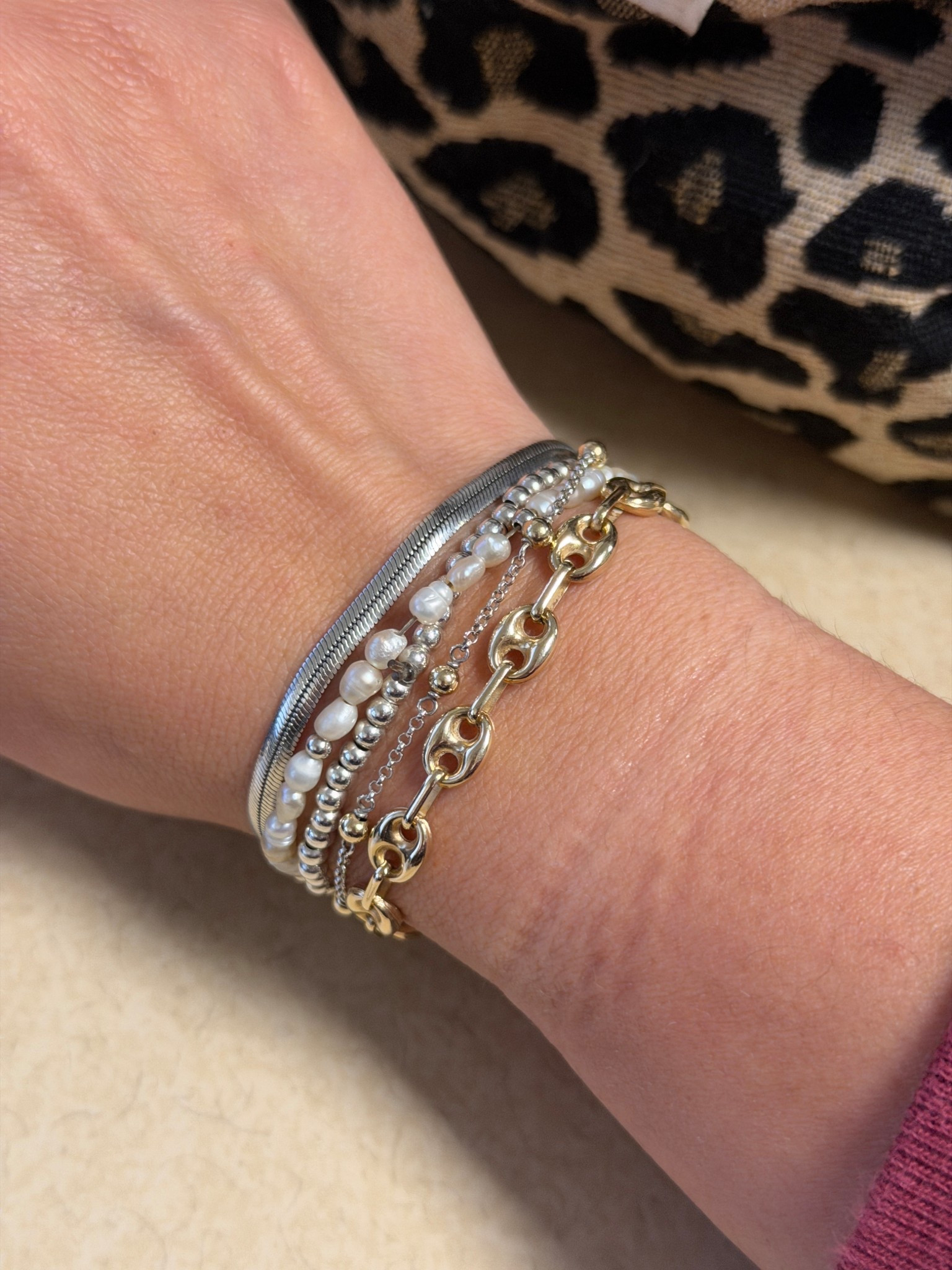 The gold bracelet is my latest and favorite addition to the stack!