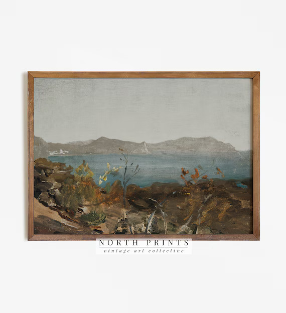 Rustic Lake Print | Vintage Coastal Oil Painting | Antique PRINTABLE Digital Art | 786 | Etsy (US)