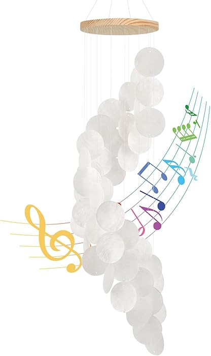 Seashell Wind Chimes for Outside - Handcrafted White Spiral Shape Capiz Shells Windchime Coastal ... | Amazon (US)