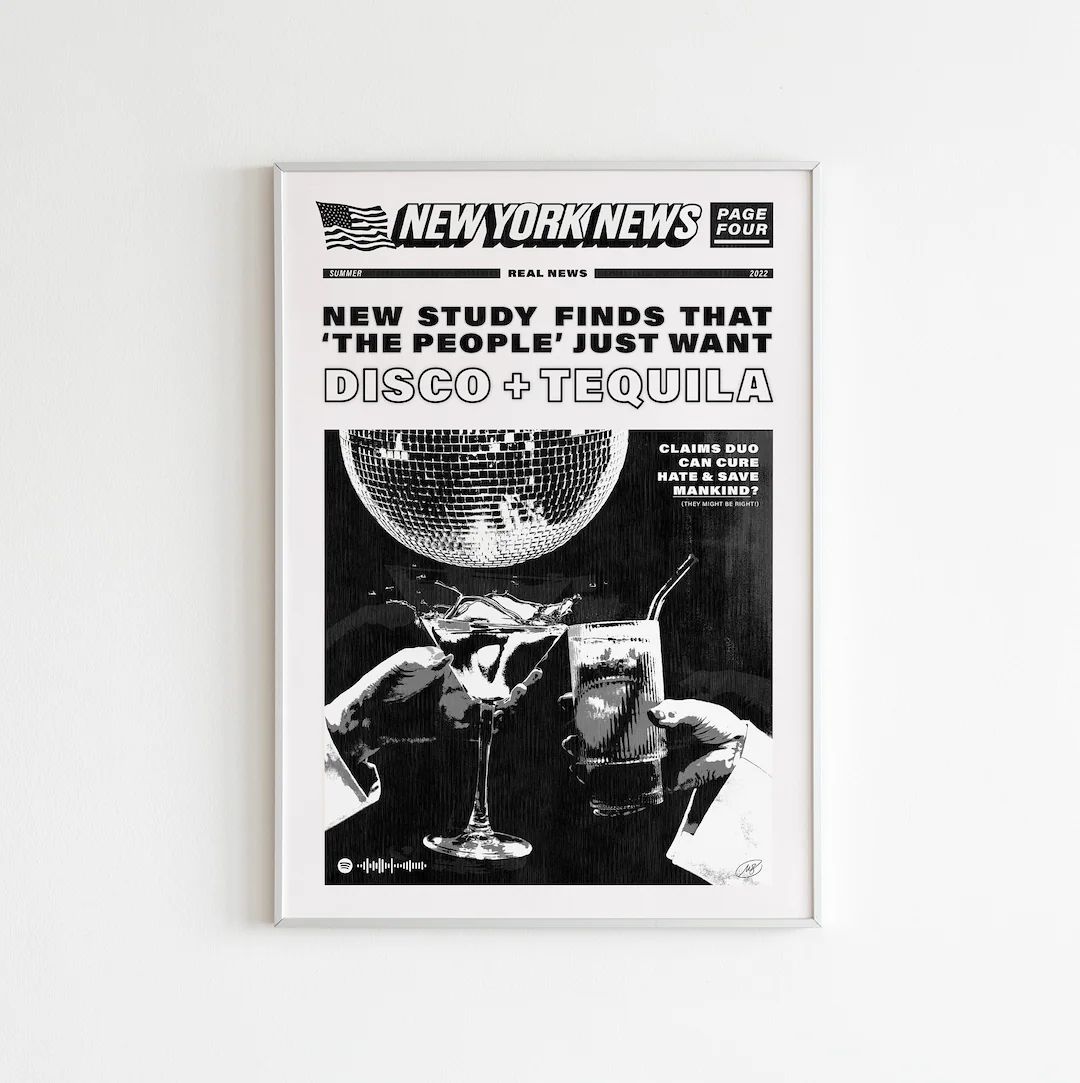 Original Disco + Tequila Headline Poster | Etsy (US)