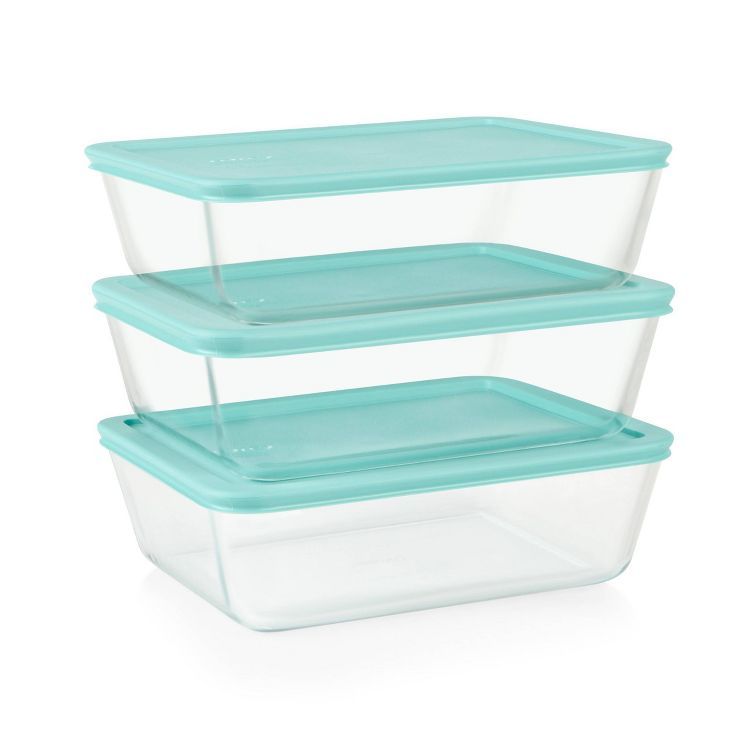 Pyrex Simply Store 6pc Glass Rectangular Food Storage Container (3 dishes, 3 lids) Set | Target