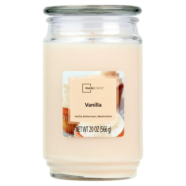 Mainstays Vanilla Scented Single-Wick Large Glass Jar Candle, 20 oz | Walmart (US)