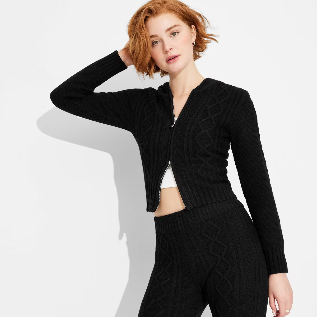 Women's Cable Zip Hoodie Sweatshirt - Wild Fable™ | Target