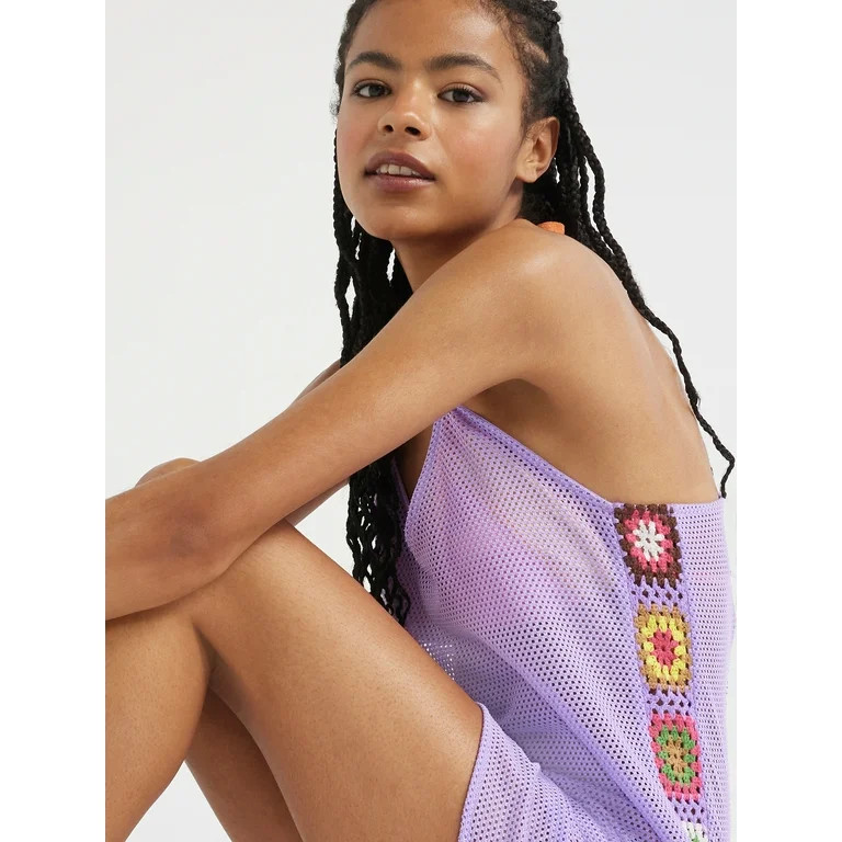 No Boundaries Juniors’ Granny Square Crochet Coverup Dress, Sizes XS-XXL | Walmart (US)