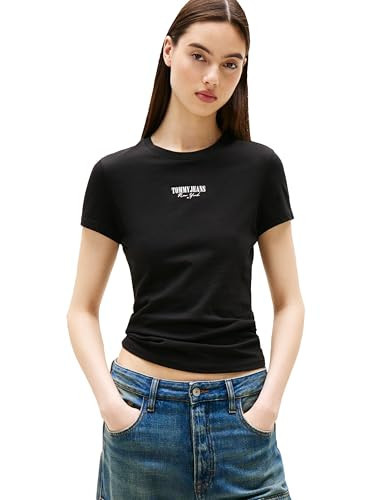 Tommy Jeans Women's Graphic Tee with Printed Logo Design, Black | Amazon (US)
