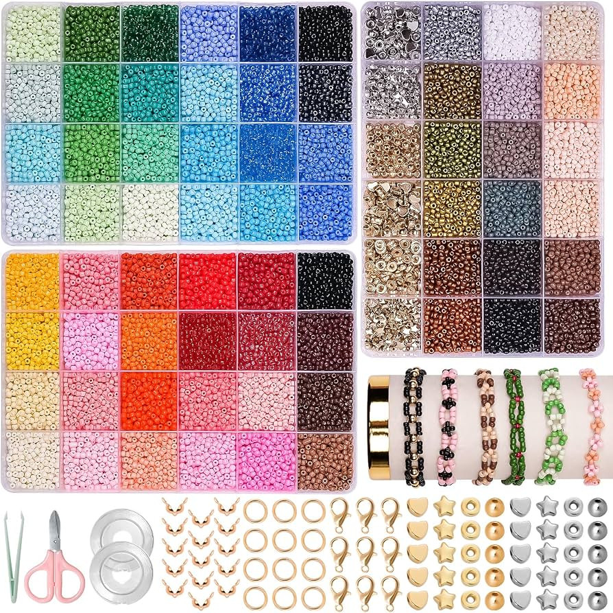 36500 stück 72 Farbe Bunte Perlen für Armbänder 3mm Perlen Set,DIY Halsketten Schmuckherstellu... | Amazon (DE)
