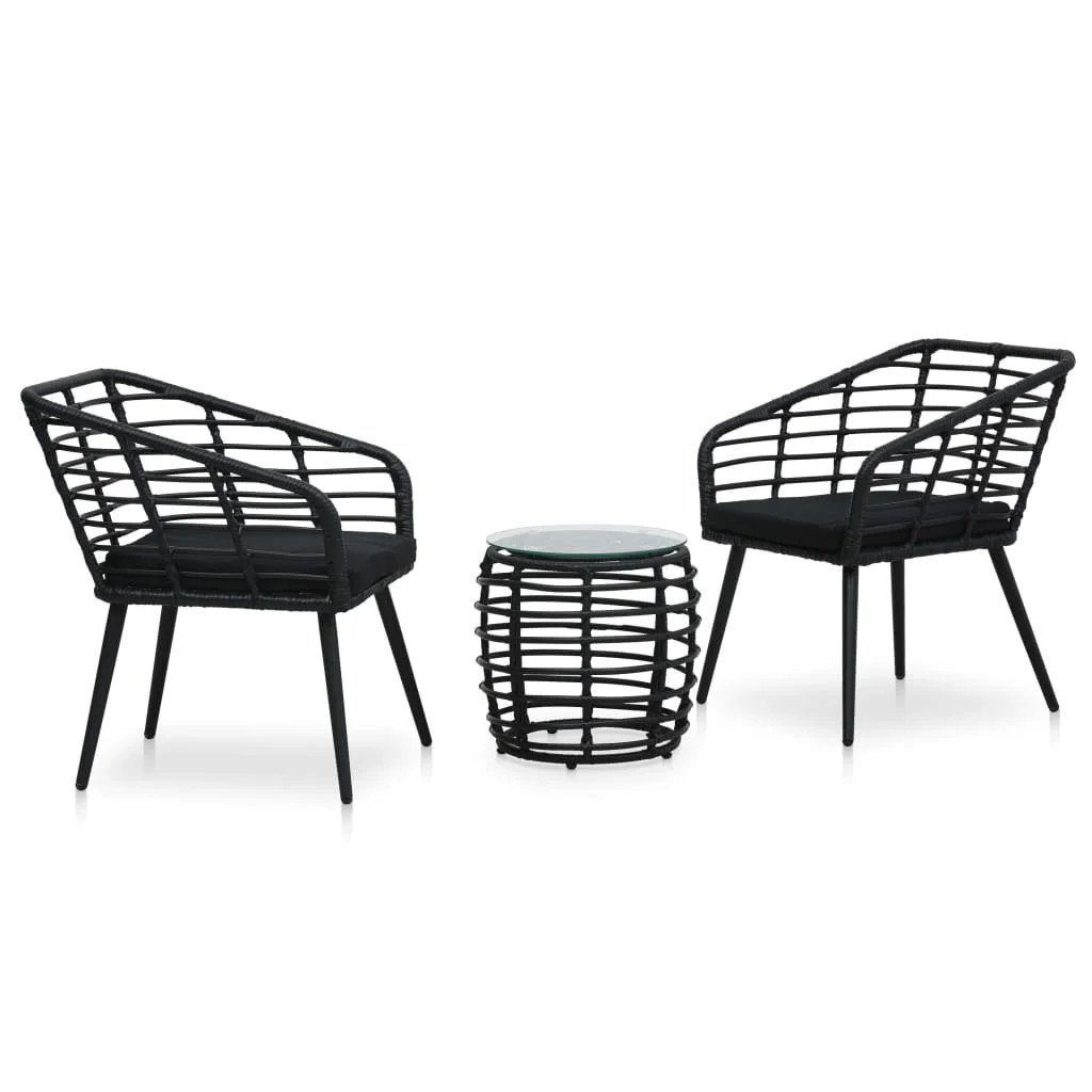 vidaXL Patio Bistro Set 3 Piece Round Table Patio Conversation Set Poly Rattan - Walmart.com | Walmart (US)