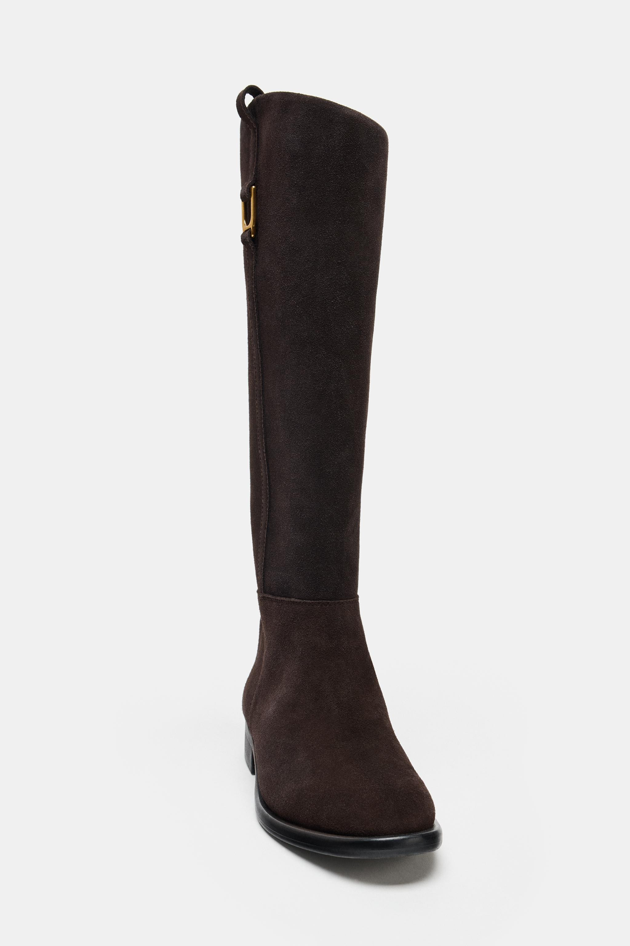 FLAT SUEDE RIDING BOOTS | Zara UK