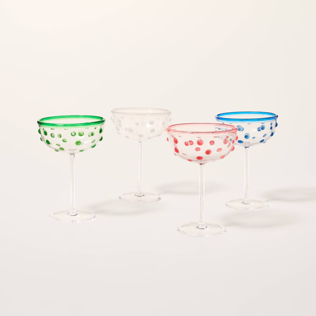 8.11oz 4pc Polka Dot Acrylic Coupe Drinkware Set Cream/Green/Pink/Blue - kate spade new york x Ta... | Target