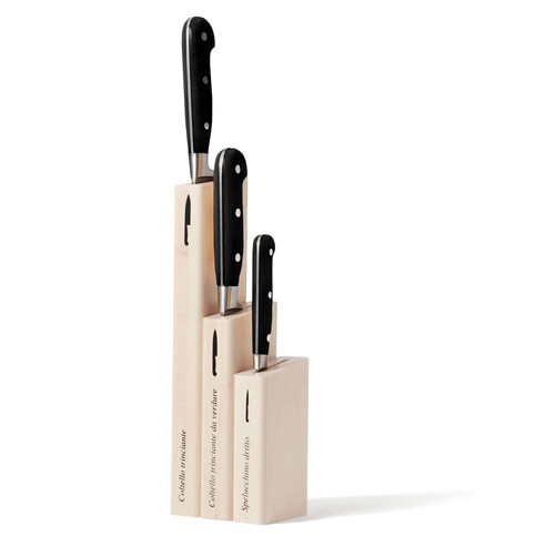 Coltellerie Berti for MATCH Black Insieme Set of 3 Kitchen Knives With Wood Blocks | goop