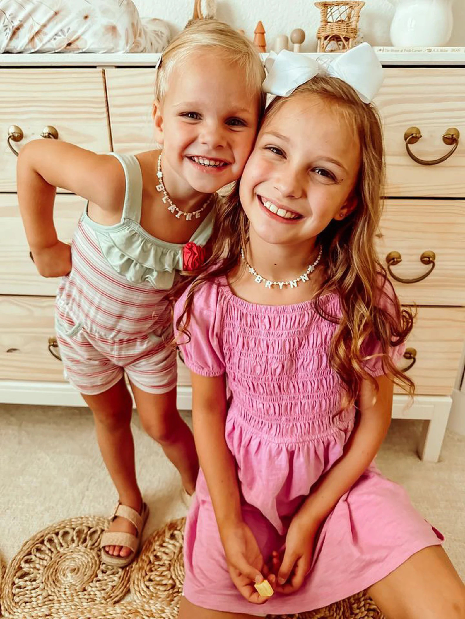 Toddler Name Necklace With Mother of Pearl Letter Necklace, Custom Kids Necklace, Gift for Little... | Etsy (US)