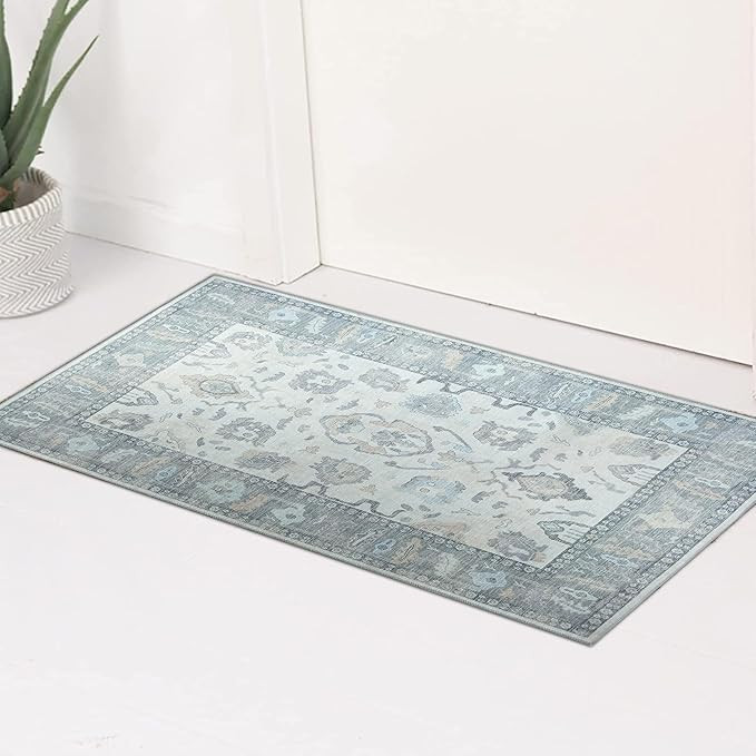 Modern Oushak Rug, Vintage Turkish Gray Beige Oriental Antique Inspired Small Area Rugs, Washable... | Amazon (US)