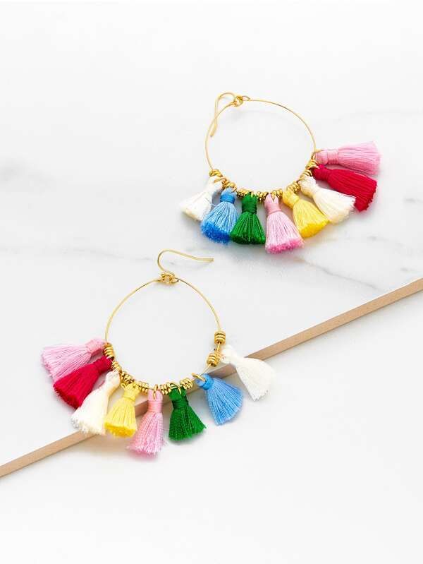 Mini Tassel Hoop Earrings | SHEIN