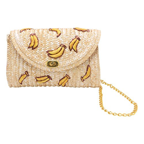 OHTOP Banana Cherry Straw Messenger Shoulder Crossbody Clutch Flap Chain Bag Beach | Amazon (US)