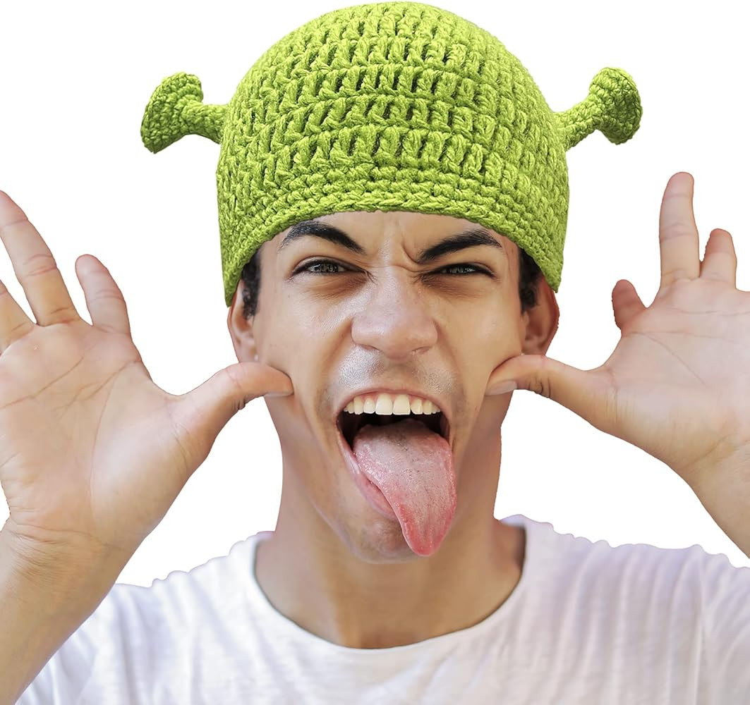 Shrek Hats with Ears, Adult Cosplay Prop Halloween Cosplay, Green Beanie Hat Gifts | Amazon (US)