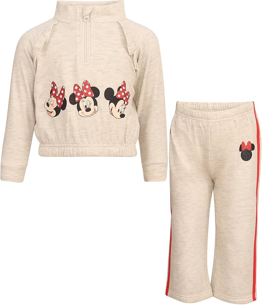 Magic Threadz Disney Clothes Baby Girls Quarter-Zip Fleece Pullover & Pants Set – Minnie Mouse,... | Amazon (US)