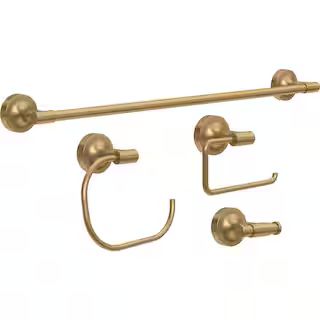 Voisin Wall Mounted 4-Piece Bath Accessory Set in Satin Gold | The Home Depot