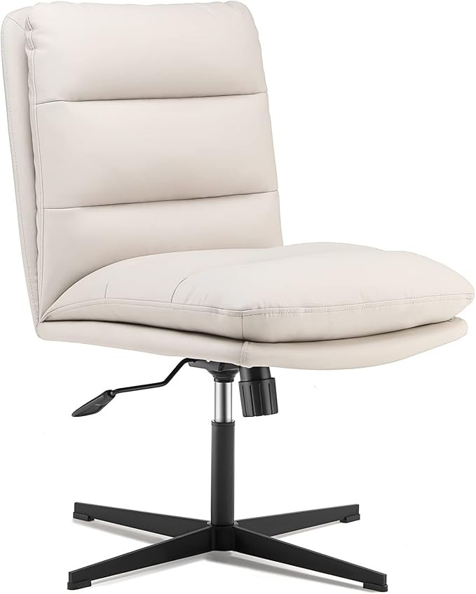 LEAGOO Mid-Back Home Office Desk Chair No Wheels, PU Padded Comfortable Armless Computer Chair Ad... | Amazon (US)