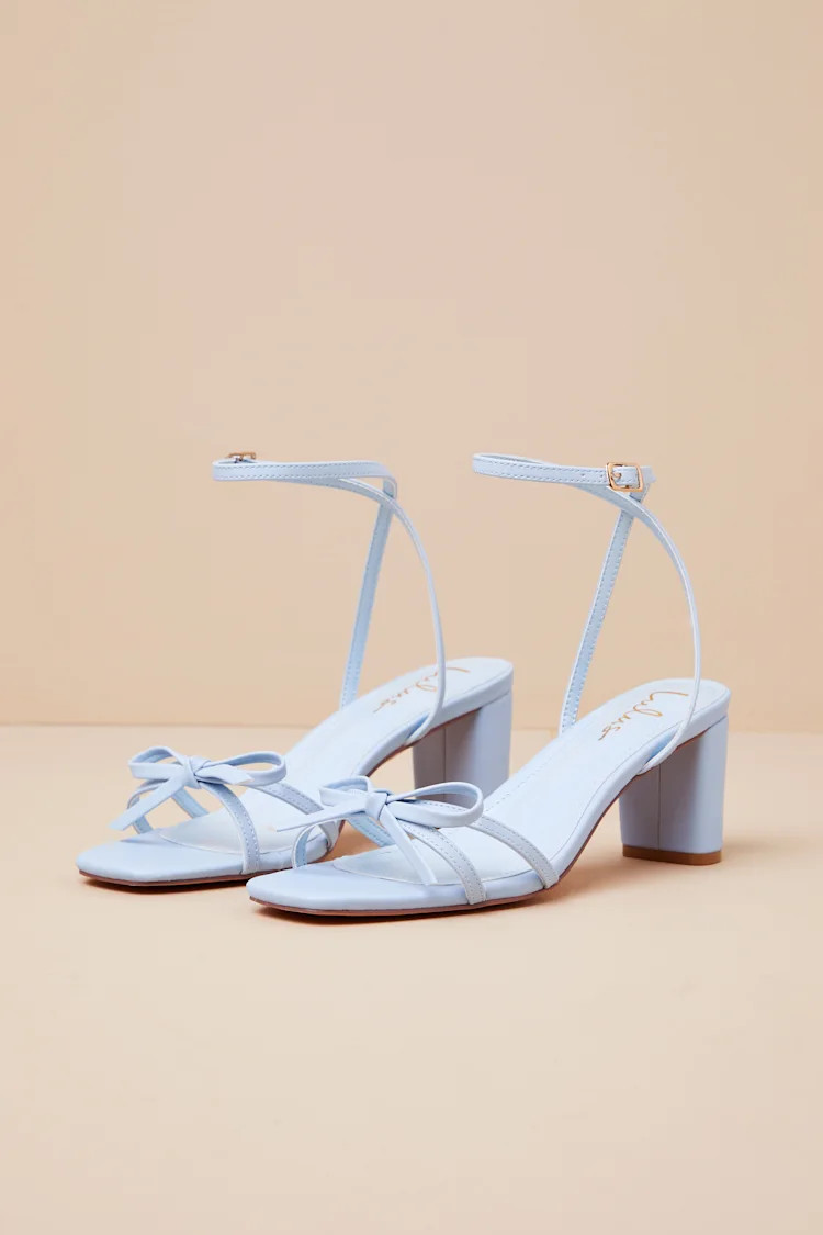 Rezzy Blue Bow Ankle Strap High Heel Sandals | Lulus