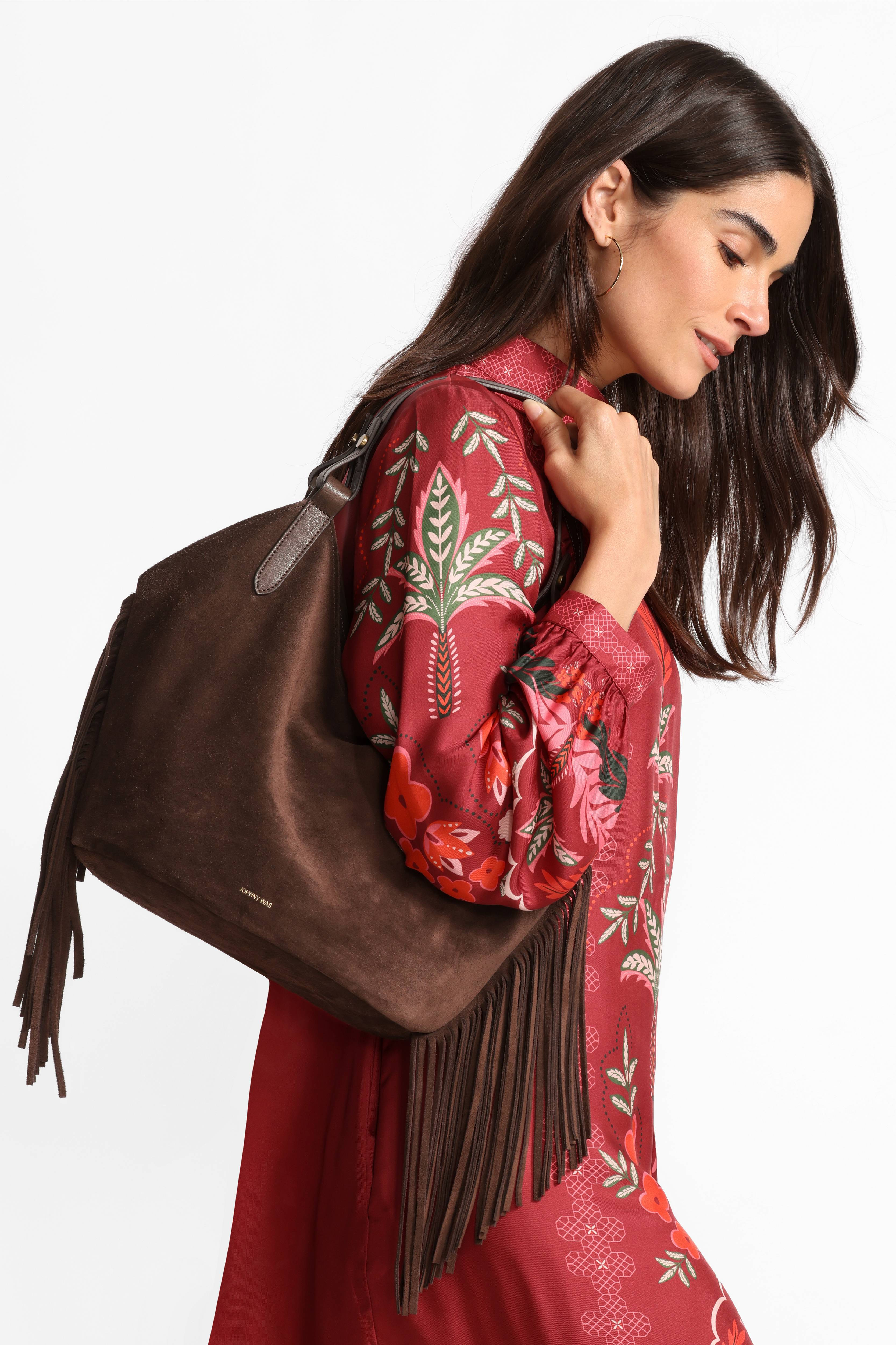 ITALIAN SUEDE FRINGE SHOPPER BAG
                                
                               ... | Johnny Was