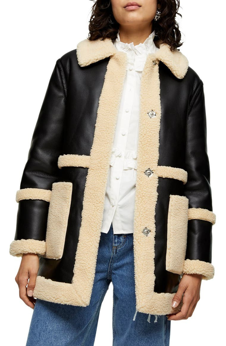 Topshop Raven Reversible Faux Shearling Coat | Nordstrom | Nordstrom