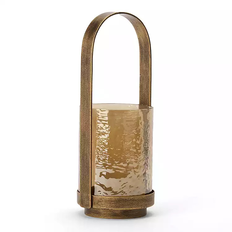 Camilla Antique Gold Glass Lantern, 12.5 in. | Kirklands Home | Kirklands