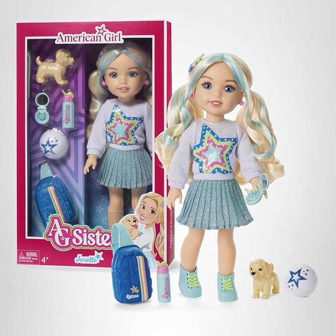 American Girl, AG Sisters Jozette Doll, with Blue Eyes, Long Wavy Blonde Hair with Blue Highlight... | Amazon (US)