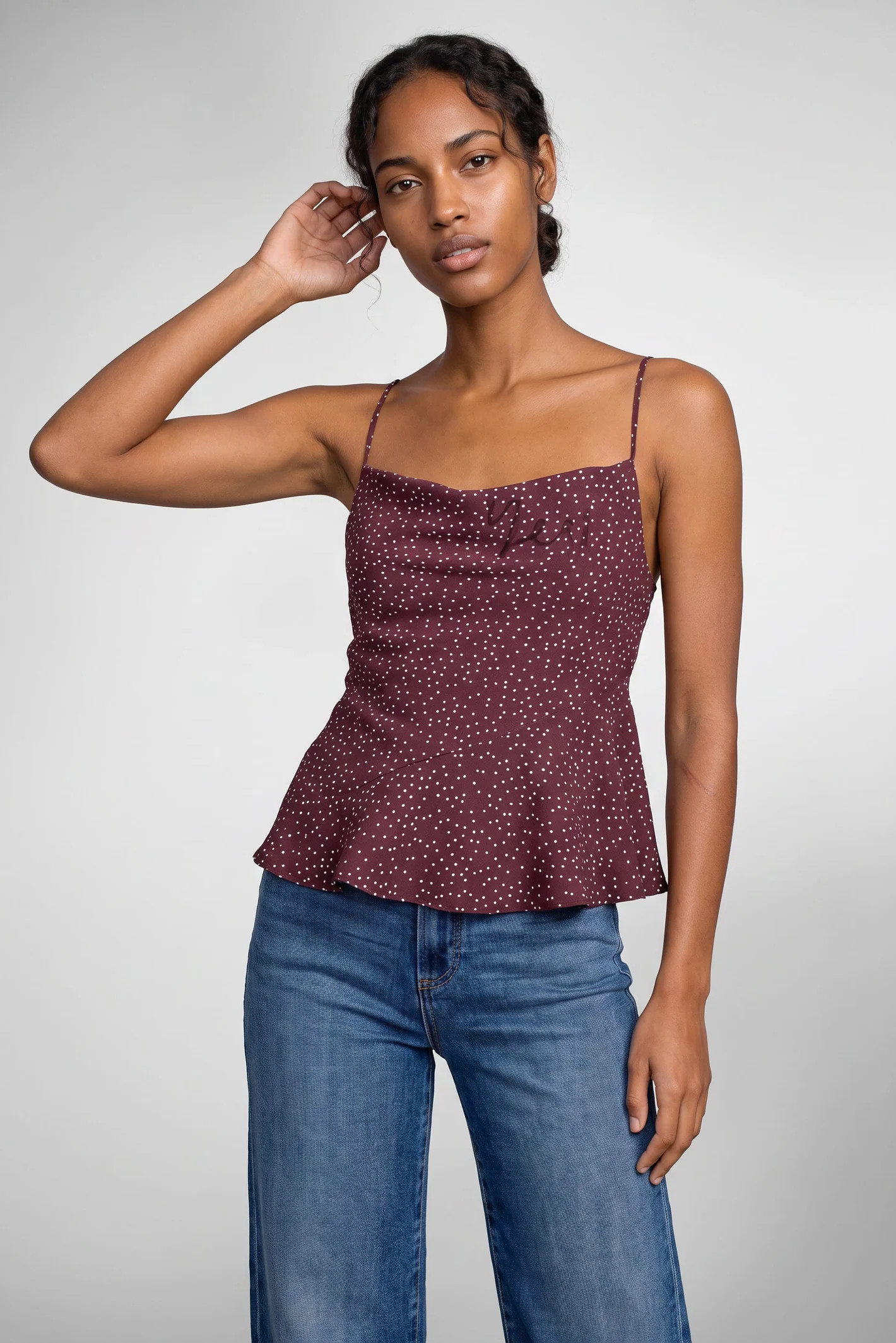 Everli Top In Plum Polka Dot | South Moon Under