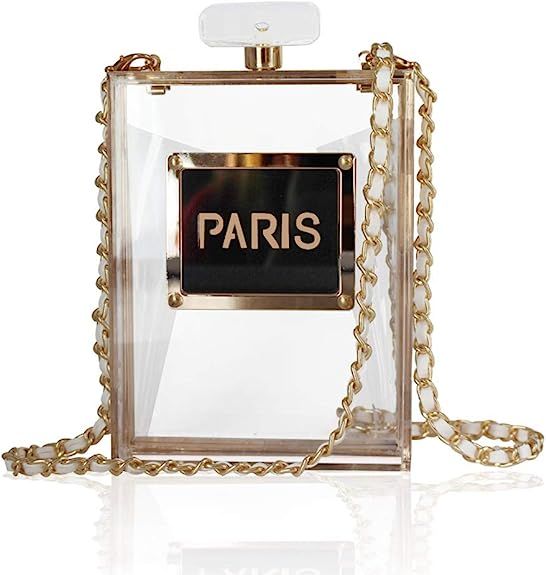 Women's Acrylic Paris Perfume Shaped Black Bag Purses Clutch Evening Bags Vintage Banquet Handbag | Amazon (US)
