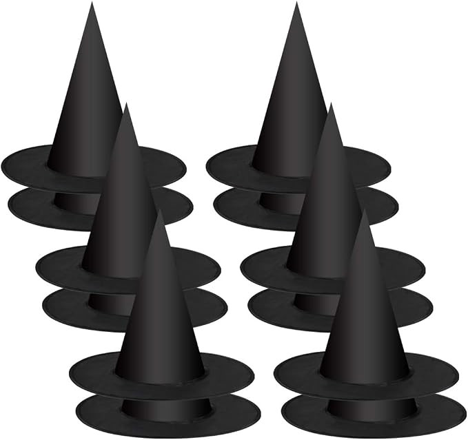 WONGYEE 12 Pcs Adult Women Black Witch Hat Halloween Costume Cosplay Wicked Witch Accessory for P... | Amazon (US)
