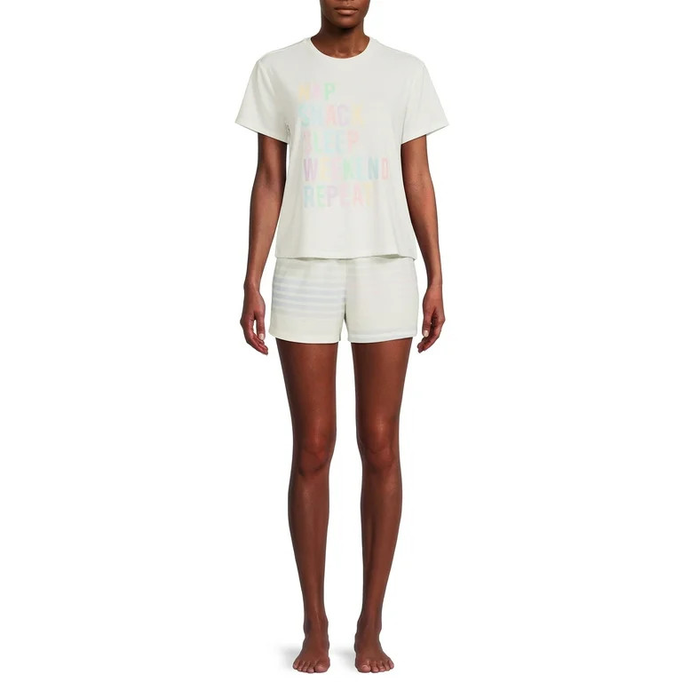 Como Blu Women's Short Sleeve T-Shirt and Shorts Sleep Set, 2-Piece | Walmart (US)