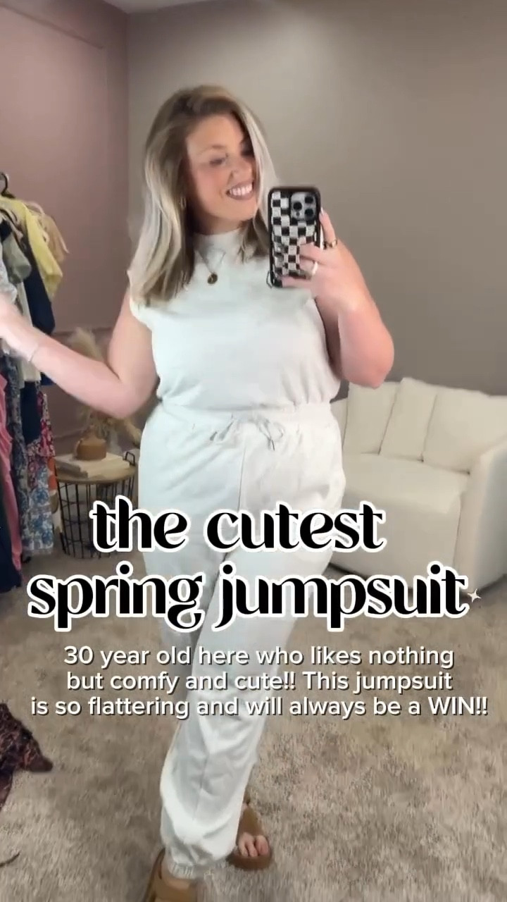 The CUTEST spring jumpsuit and I’m officially obsessed 🤍🌿 Comfy, flattering, and one of those pieces you can just throw on and feel put together instantly 🙌 This one is definitely a WIN 👏✨

#LTKMidsize #LTKmomlife #LTKootd