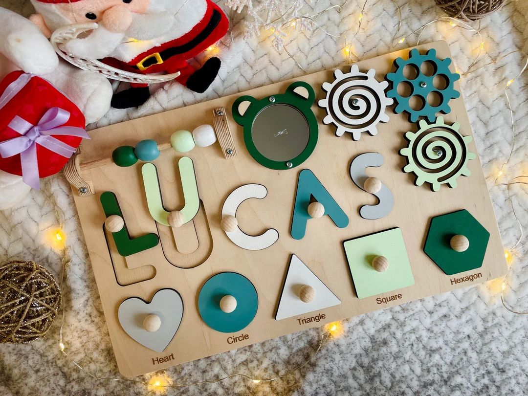 Name Puzzle 1st Christmas Gift Personalized Busy Board Baby - Etsy | Etsy (US)
