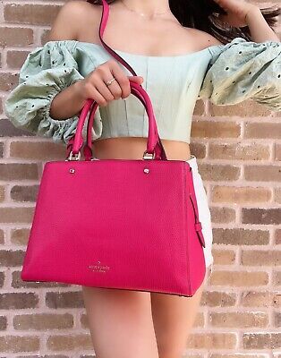 Kate Spade Leila Medium Triple Compartment Satchel Bright Rose Pink Leather | eBay US