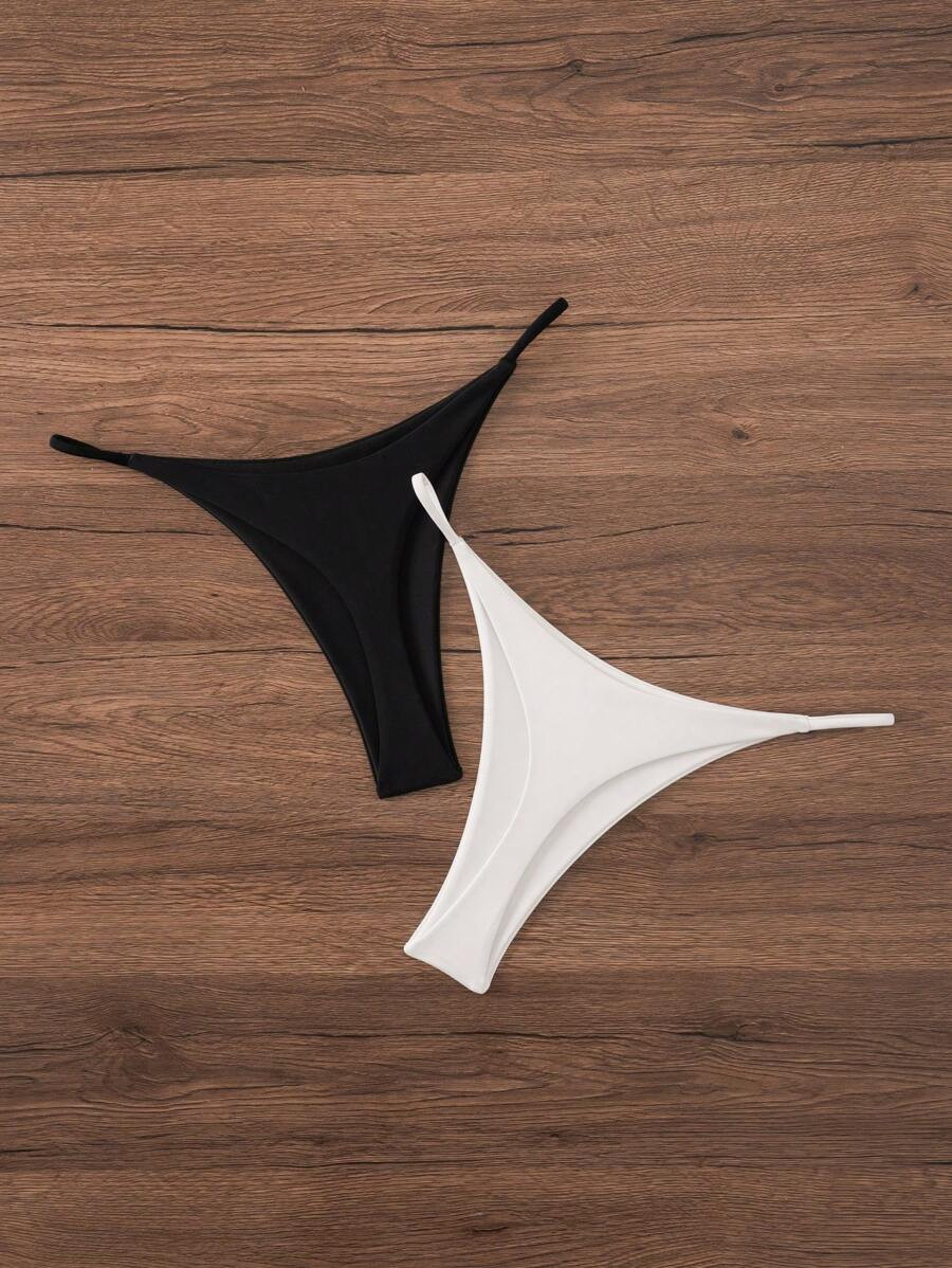 Swim Basics Summer Beach Women's Solid Color Thin Strap Bikini Bottom | SHEIN
