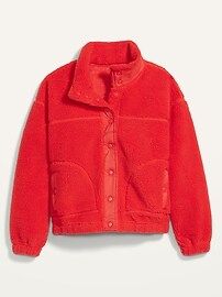 Cozy Sherpa Snap-Front Flurry Crop Jacket for Women | Old Navy (US)