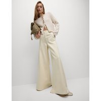 M&S Collection Women's Cotton Rich Palazzo Trousers - 16SHT - Ecru, Ecru,Light Caramel,Sable | Marks & Spencer (UK)