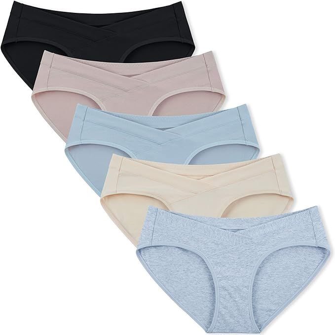 INNERSY Womens Maternity Underwear Under Bump Cotton Maternity Panties 5-Pack | Amazon (US)