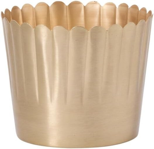 Gold Delicata Metal Planter Pot l Decorative Flower Pot with Scalloped Edge | Modern Brushed Gold... | Amazon (US)