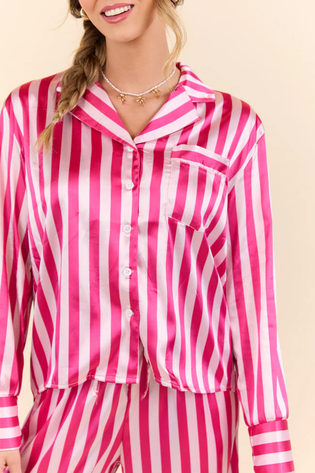 That's Our Secret Striped Satin Pajama Set FINAL SALE | Pink Lily