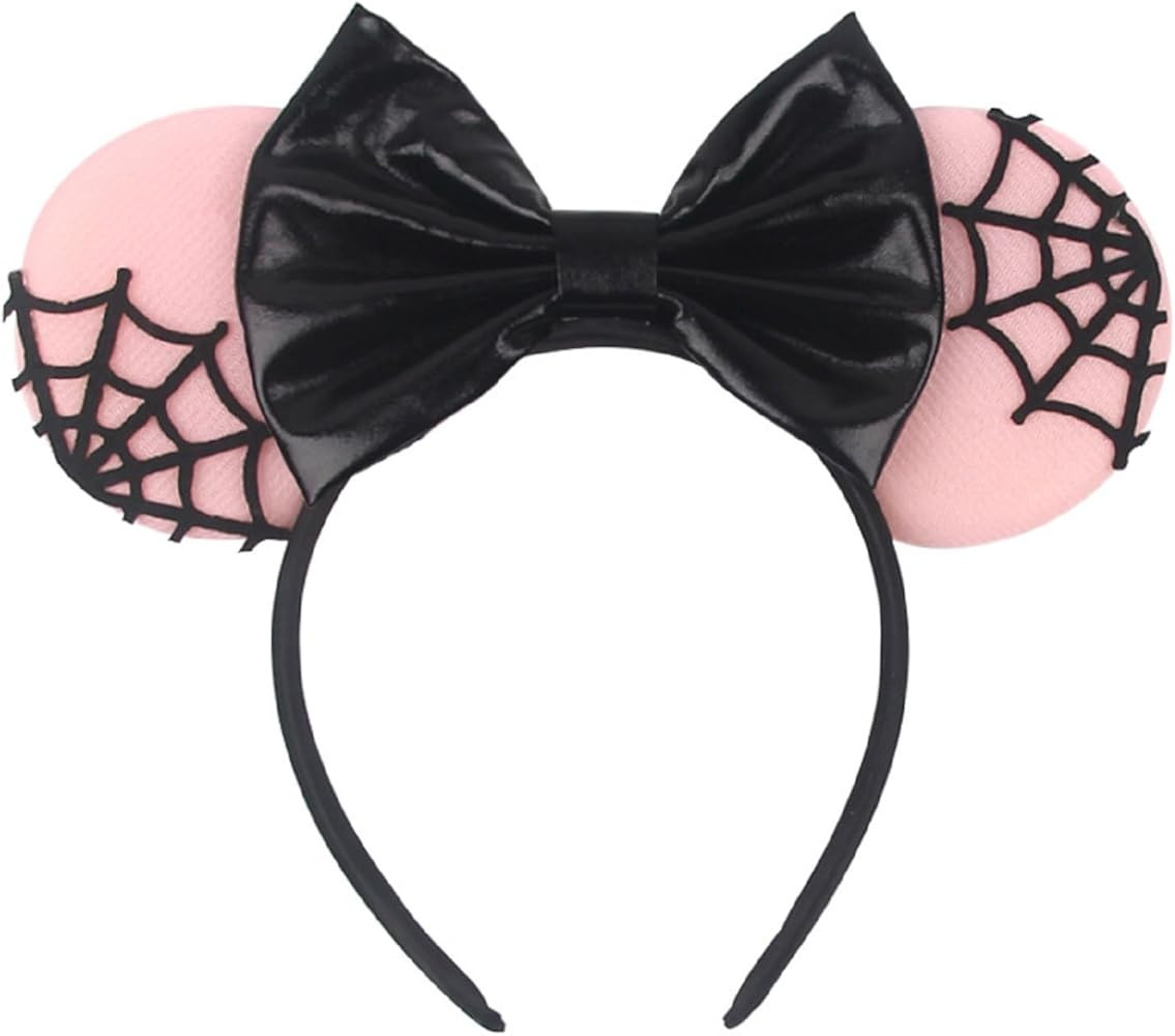 Halloween Mouse Ears Bow Headband,Glitter Sequin Spider Web Headband Cat Ear Hair Bands Hair Acce... | Amazon (US)