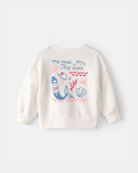 Baby Girl Mermaid French Terry Pullover Sweatshirt - Ivory | Carter's | Carter's Inc