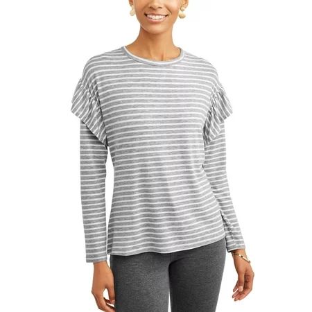 Women's Long Sleeve Ruffle T-Shirt | Walmart (US)