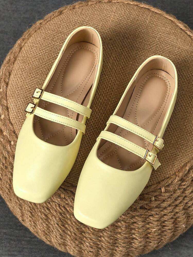 WHDXY Women's Fashion Square Toe Ballerina Flats, French Style Slip-On Casual Loafers For Office Outfit Pairing With Jeans | SHEIN