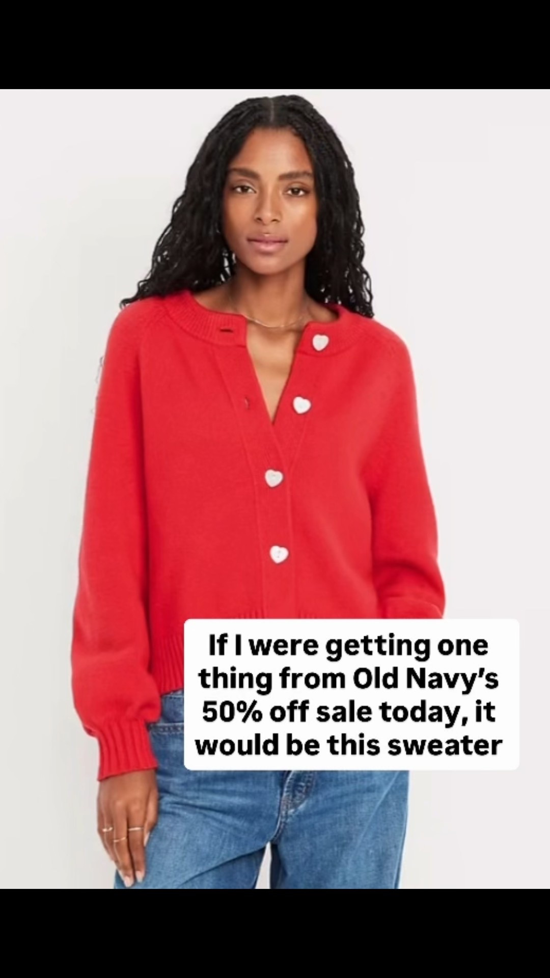 Old Navy has their whole Valentine’s Day collection 50% off today only! 

This is my #1 pick because Old Navy does sweaters really really well and this one is festive, but not so Valentine’s Day that you couldn’t wear it year-round
